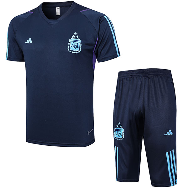 Argentina training jersey soccer uniform men's navy suit sportswear football short kit top sports shirt 2023-2024